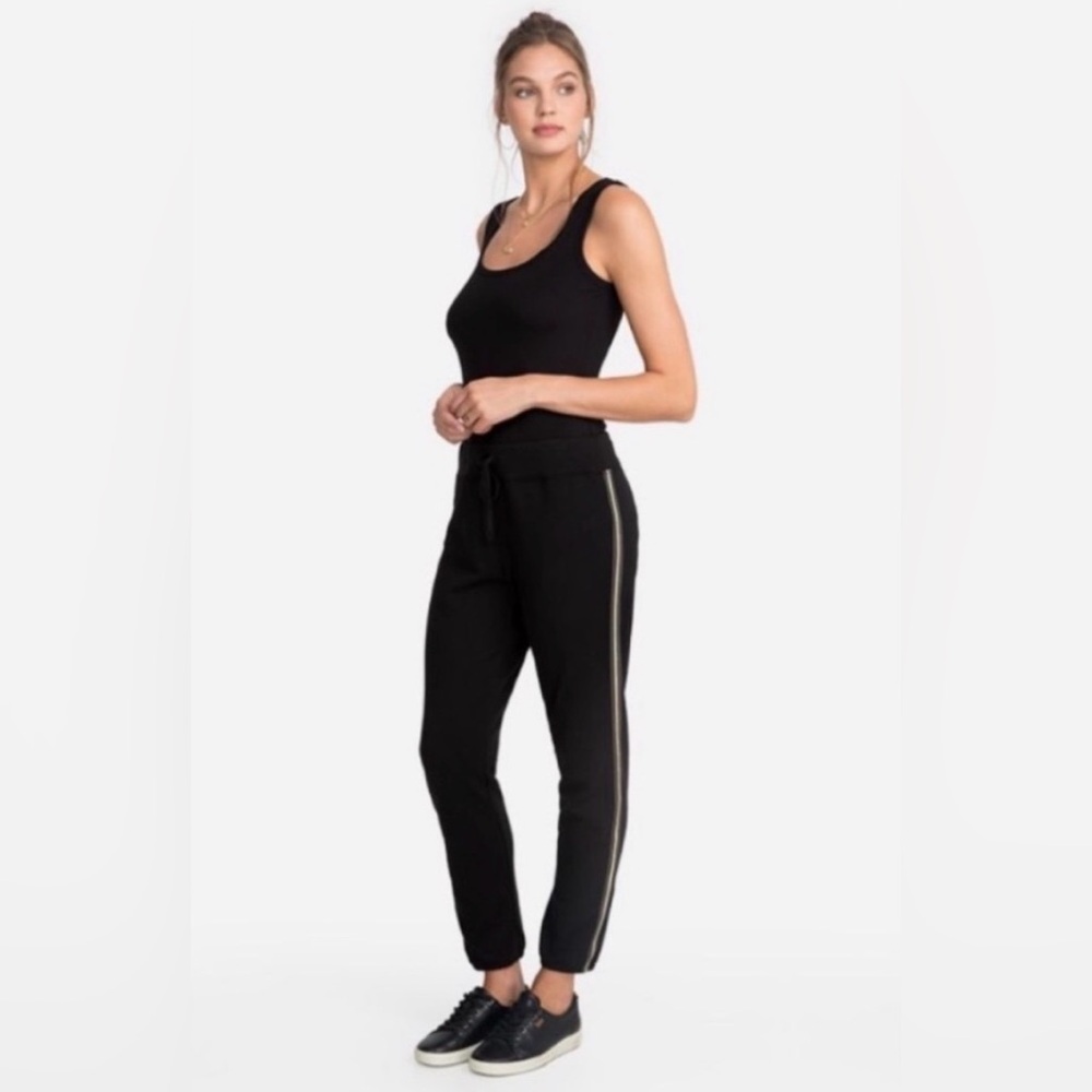 Johnny Was Calme Joggers Black Gold Stripe Small
